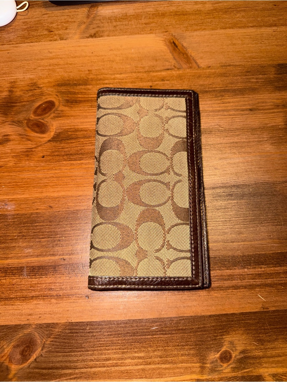 Coach Brown Signature Checkbook Cover